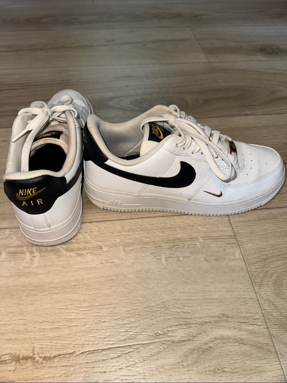 Nike Men’s Air Force 1 Low White Black with Gold Accents